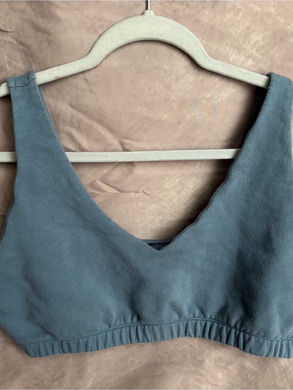 Blue V-Neck Cotton Bralette Top